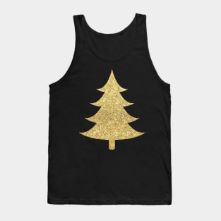 Minimalistic Gold Faux Glitter Christmas Tree Tank Top